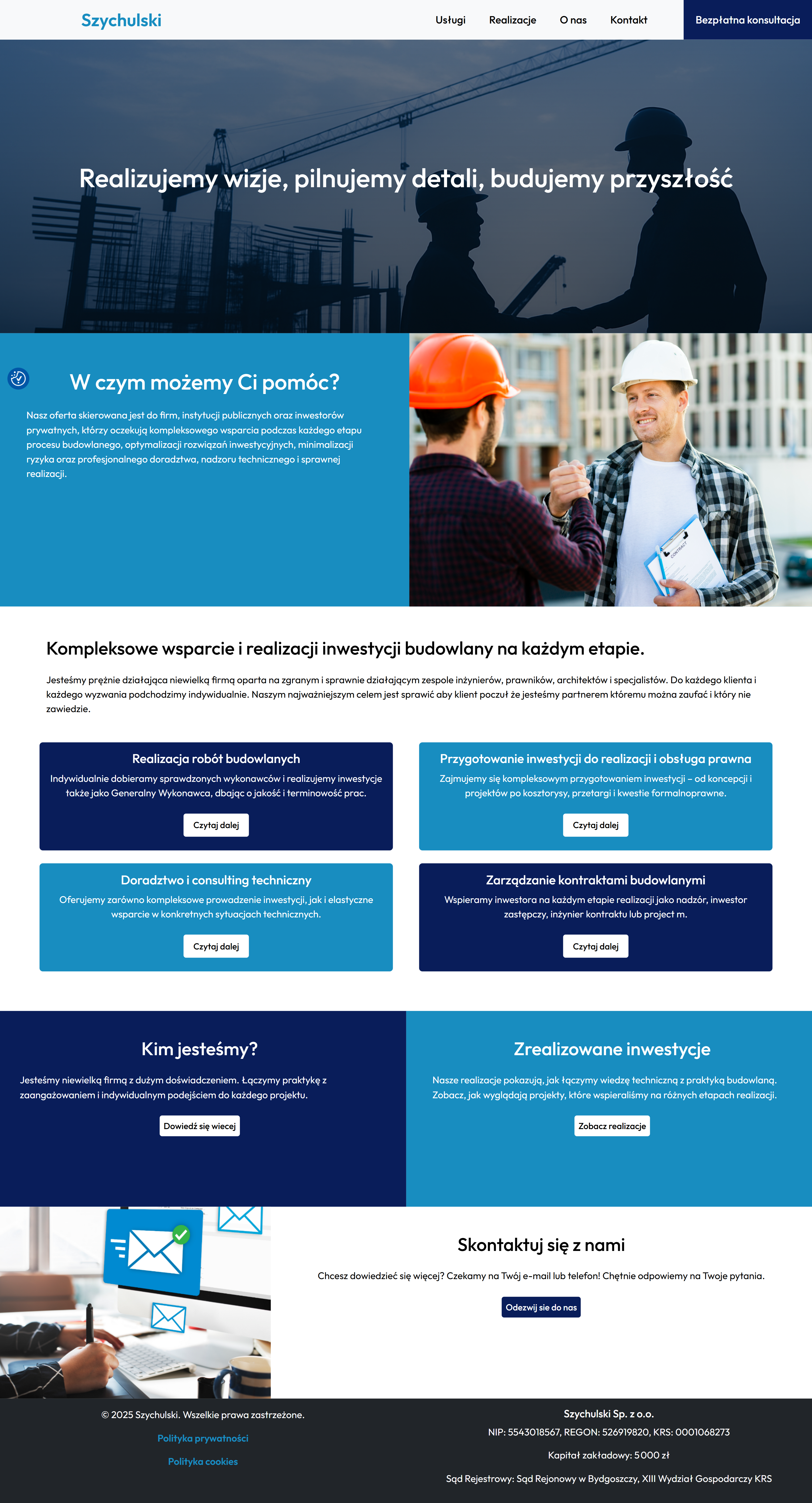 Portfolio – strona internetowa firmy budowlanej Szychulski